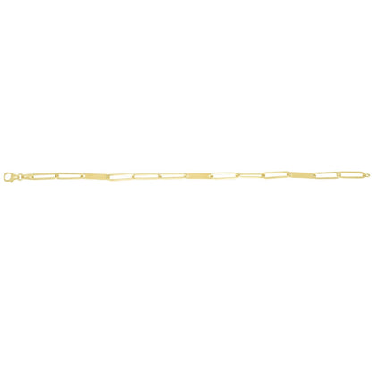 14K Gold Yellow 3.5mm Paperclip Skinny ID Bar Bracelet 7"