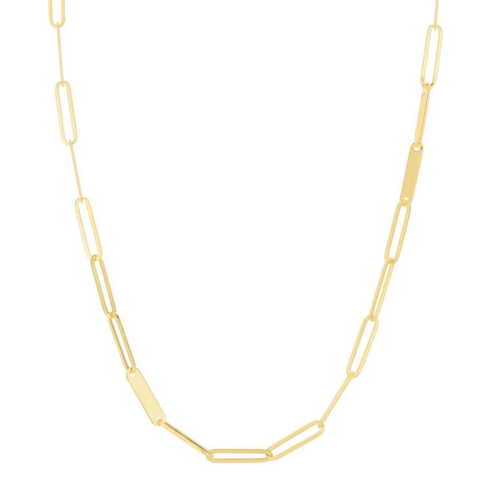 14K Yellow Gold 3.5mm Paperclip Bar Chain (Hollow) 18"