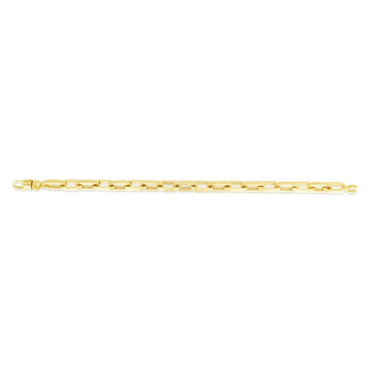 14K Yellow Gold 7.5mm Hollow Paperclip Men's Bracelet 8.5"