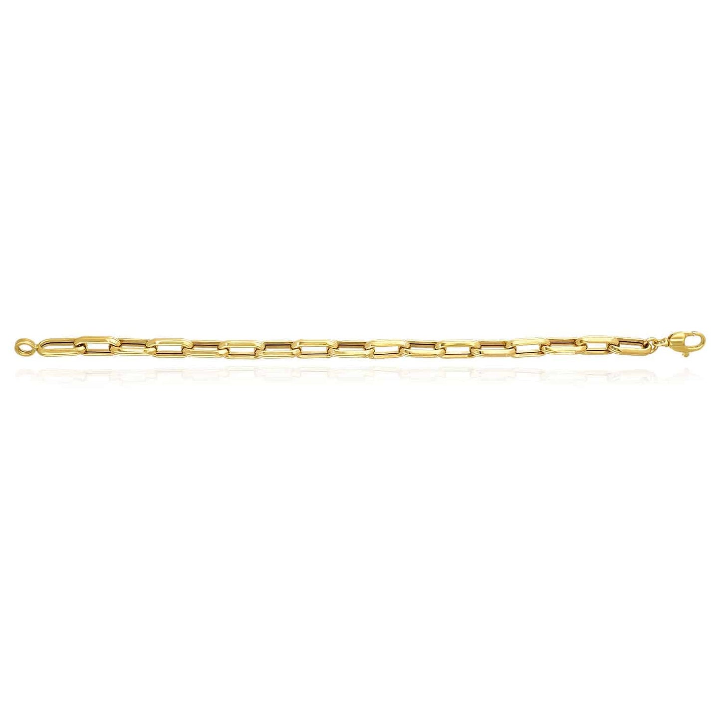 14K Gold Yellow 7mm Men's Paperclip Bracelet 8.5"