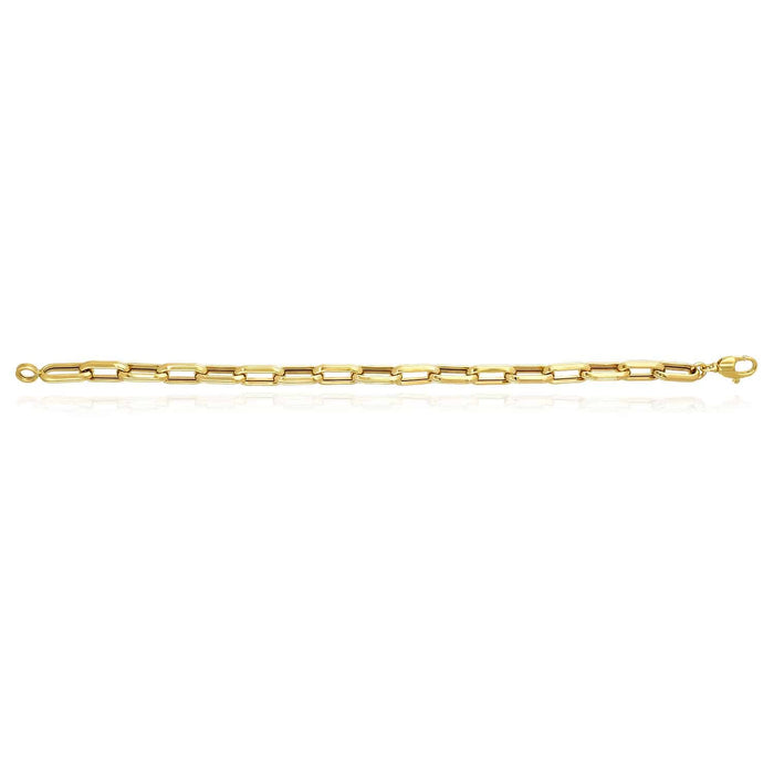 14K Yellow Gold 7mm Paperclip Bracelet (Hollow) 8.5"