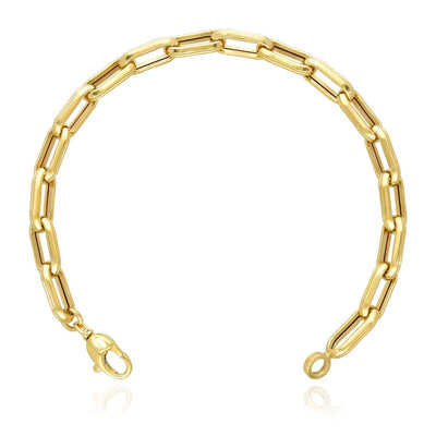 14K Yellow Gold 7mm Paperclip Bracelet (Hollow) 8.5"