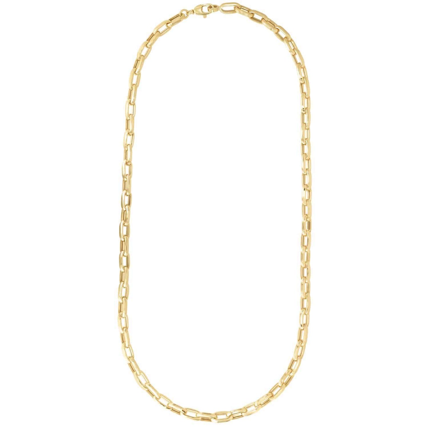 14K Yellow Gold 7mm Men's Paperclip Necklace Chain 24"