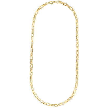 14K Yellow Gold 7mm Men's Paperclip Necklace Chain 24"