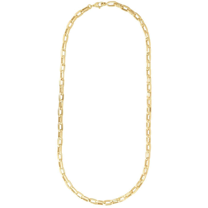 14K Yellow Gold 7mm Paperclip Necklace Chain (Hollow) 24"