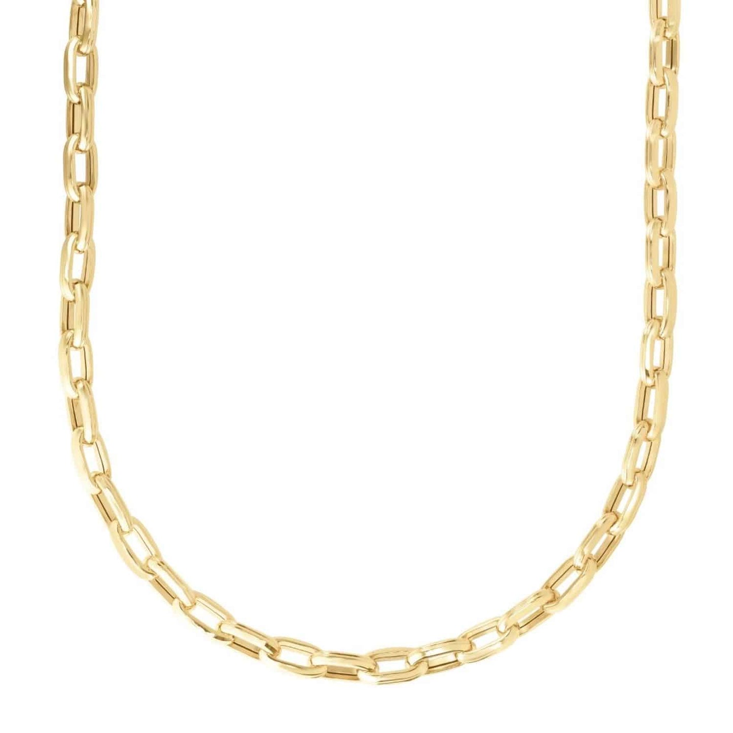 14K Yellow Gold 7mm Men's Paperclip Necklace Chain 24"