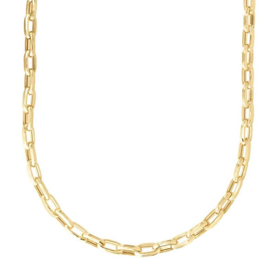 14K Yellow Gold 7mm Paperclip Necklace Chain (Hollow) 24"