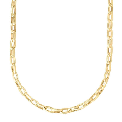 14K Yellow Gold 7mm Men's Paperclip Necklace Chain 24"