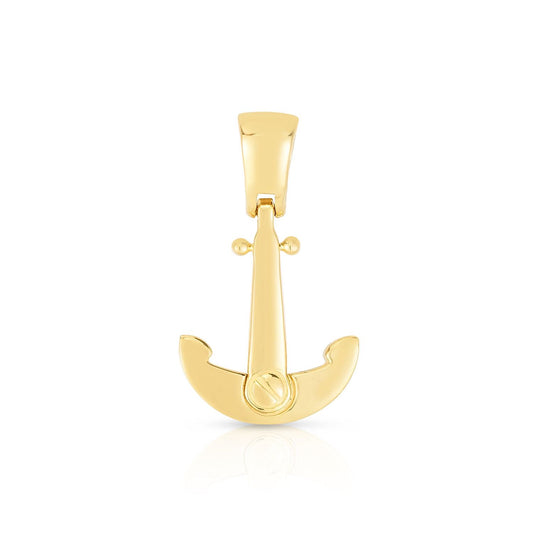 14K Yellow Gold Small Anchor Charm Pendant 0.7"