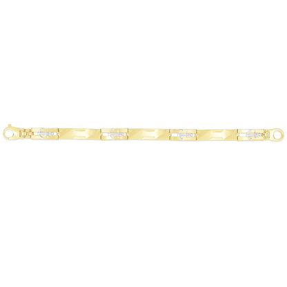 14K Gold Yellow 9mm Nautical Anchors Men's Bracelet 8"