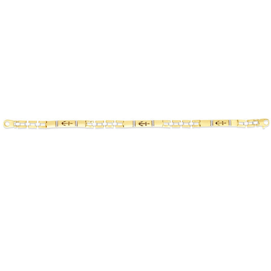 14K Gold Yellow 5mm Nautical Anchor Railroad Jubilee Men's Bracelet 8"