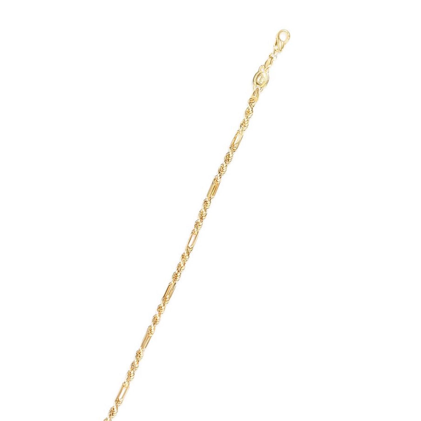 14K Yellow Gold 3mm Diamond-Cut Figaro Rope Figarope Chain (Hollow) 22"