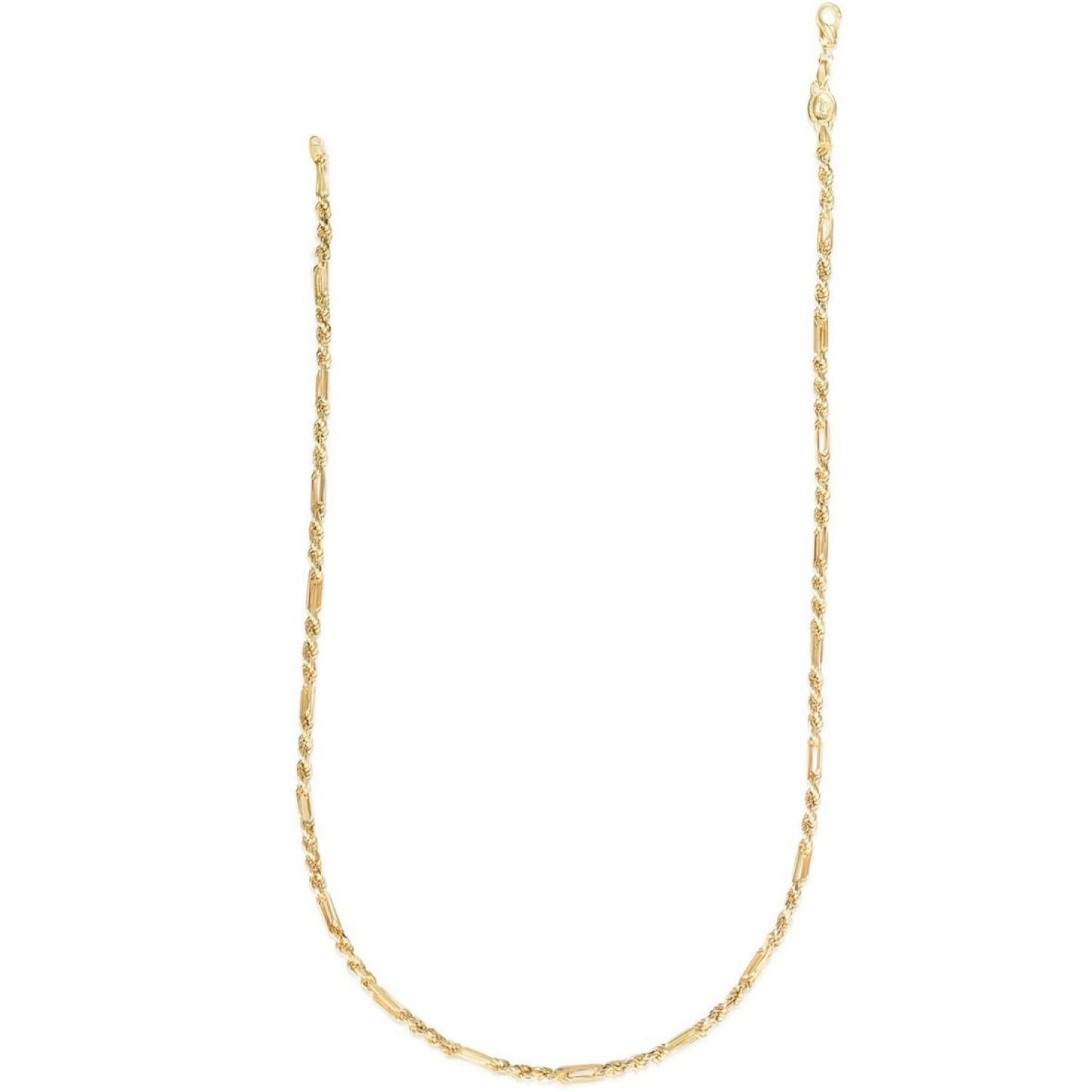 14K Yellow Gold 3mm Diamond-Cut Figaro Rope Figarope Chain (Hollow) 22"