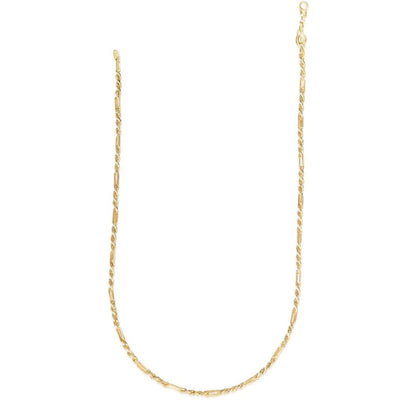 14K Yellow Gold 3mm Diamond-Cut Figaro Rope (Figarope) Chain (Hollow) 22"