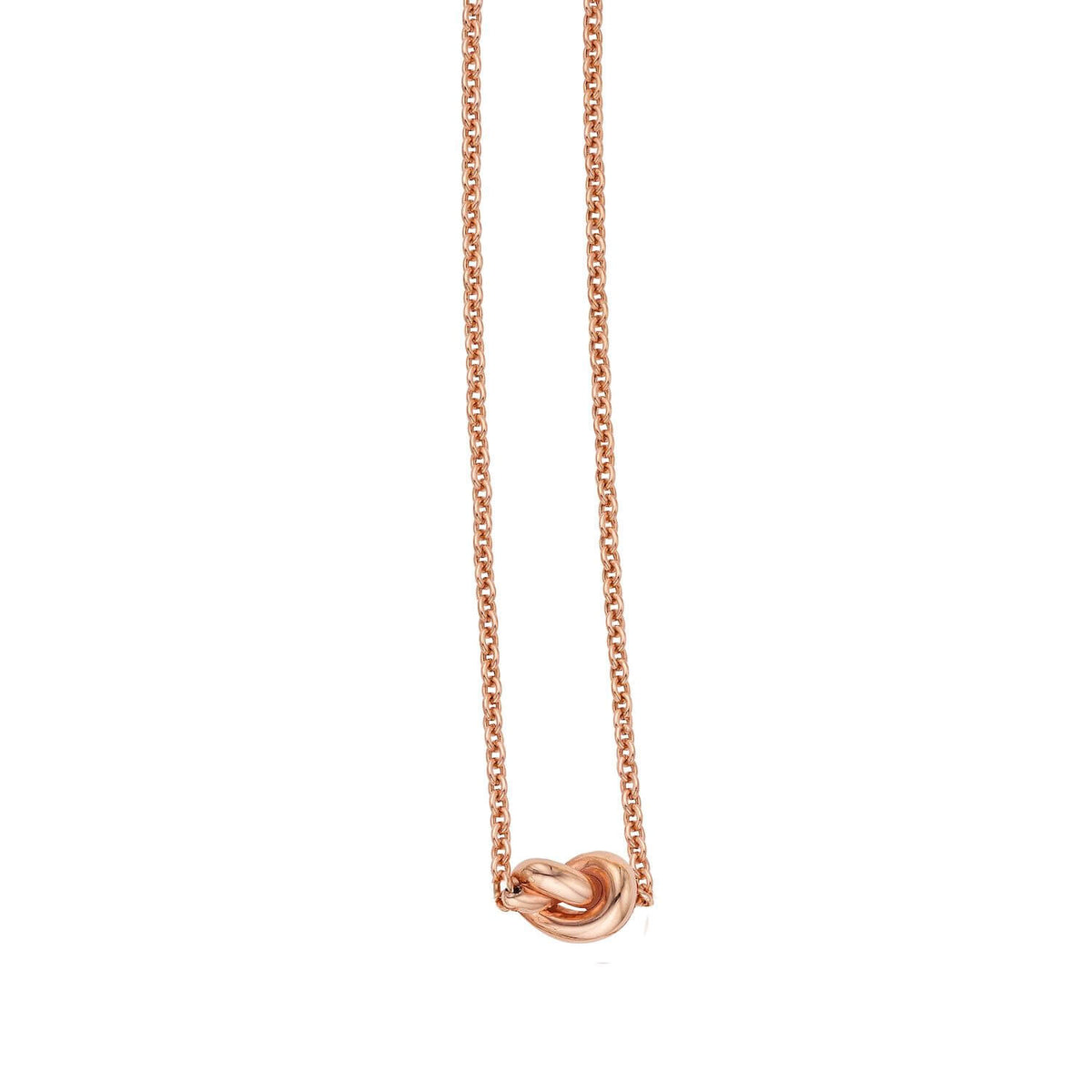 14K Yellow, White & Rose Gold Puffed Love Knot Necklace (Hollow) Adjustable 16"-18"