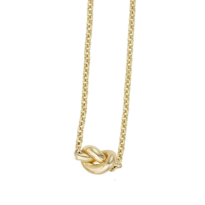 14K Yellow, White & Rose Gold Puffed Love Knot Necklace (Hollow) Adjustable 16"-18"