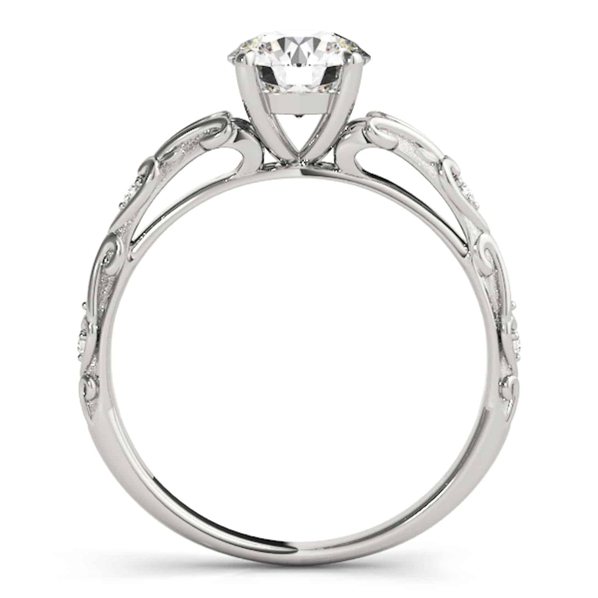 1.05CTW Natural Diamond & Moissanite 18K Gold White Classic Engagement Ring