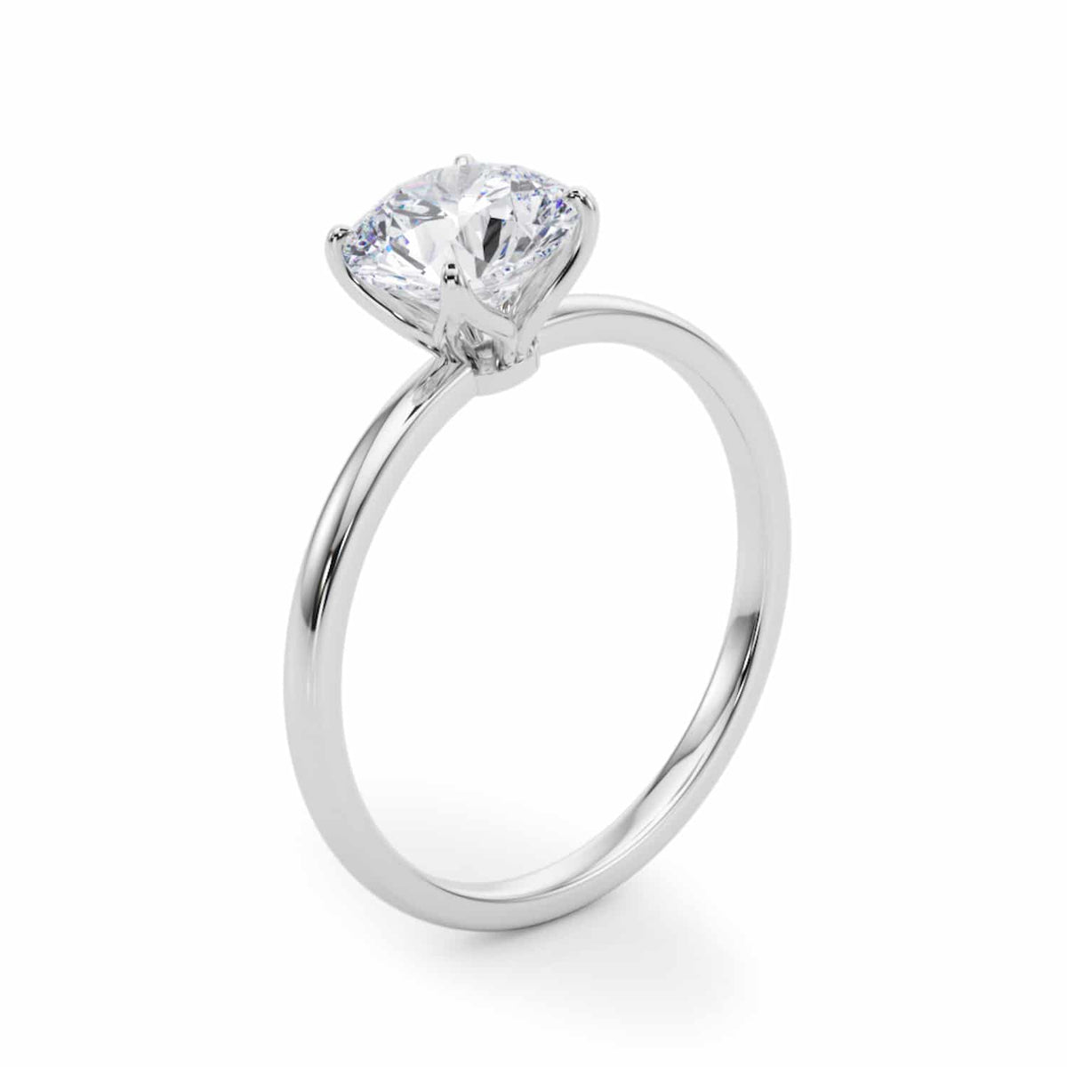 2CT Real Round Moissanite 18K Gold White Classic Solitaire Engagement Ring