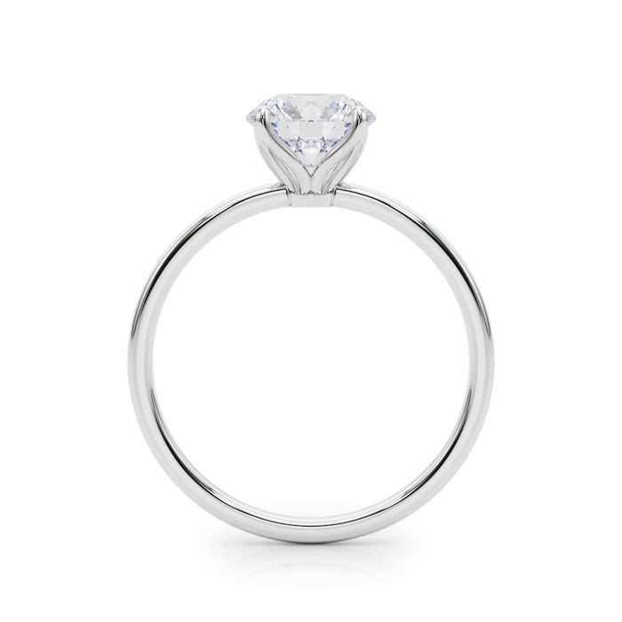 2CT Real Round Moissanite 18K Gold White Classic Solitaire Engagement Ring
