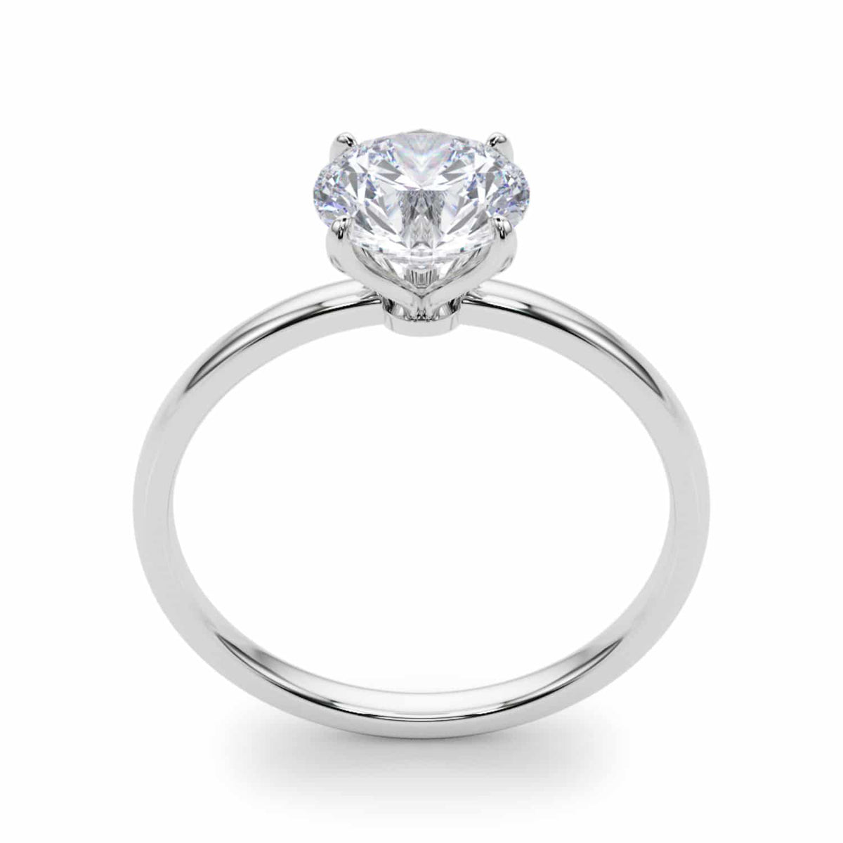 2CT Real Round Moissanite 18K Gold White Classic Solitaire Engagement Ring