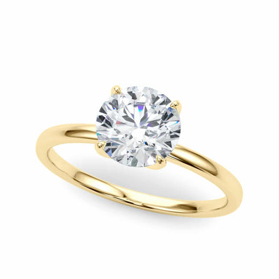 2CT Real Round Moissanite 18K Gold Yellow Classic Solitaire Engagement Ring