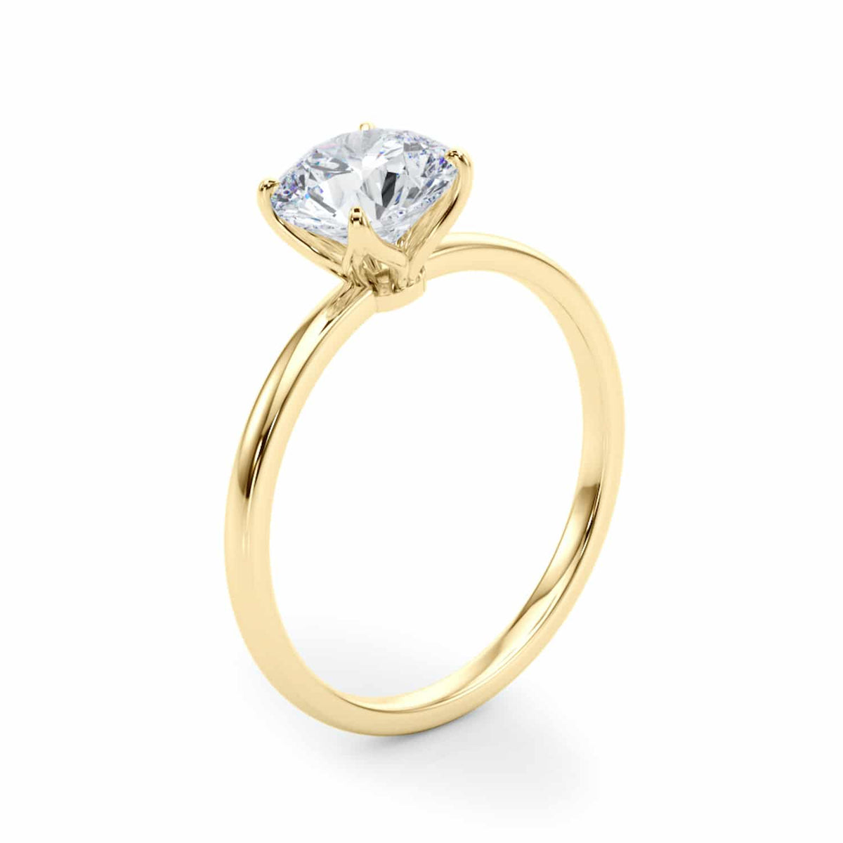 2CT Real Round Moissanite 18K Gold Yellow Classic Solitaire Engagement Ring