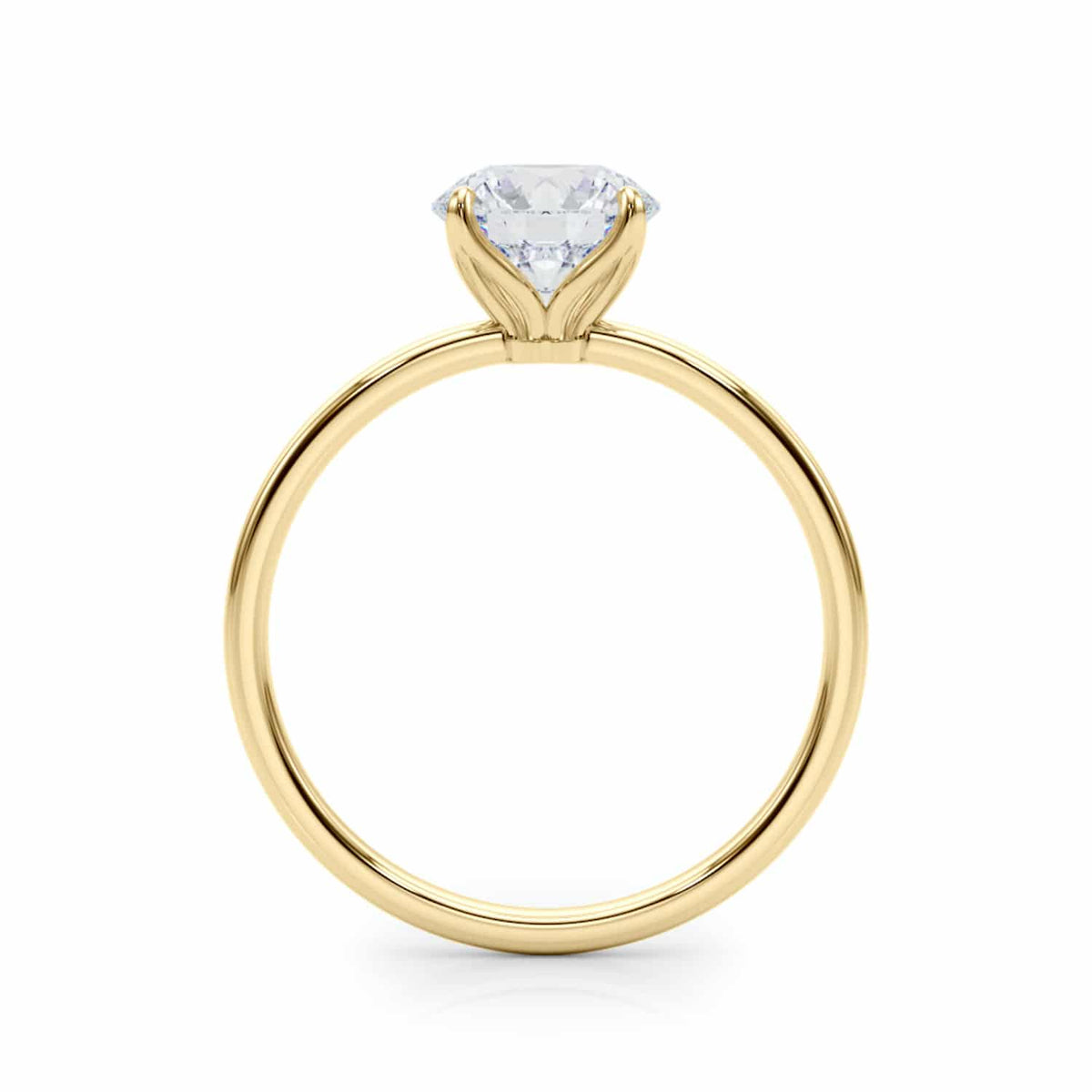 2CT Real Round Moissanite 18K Gold Yellow Classic Solitaire Engagement Ring