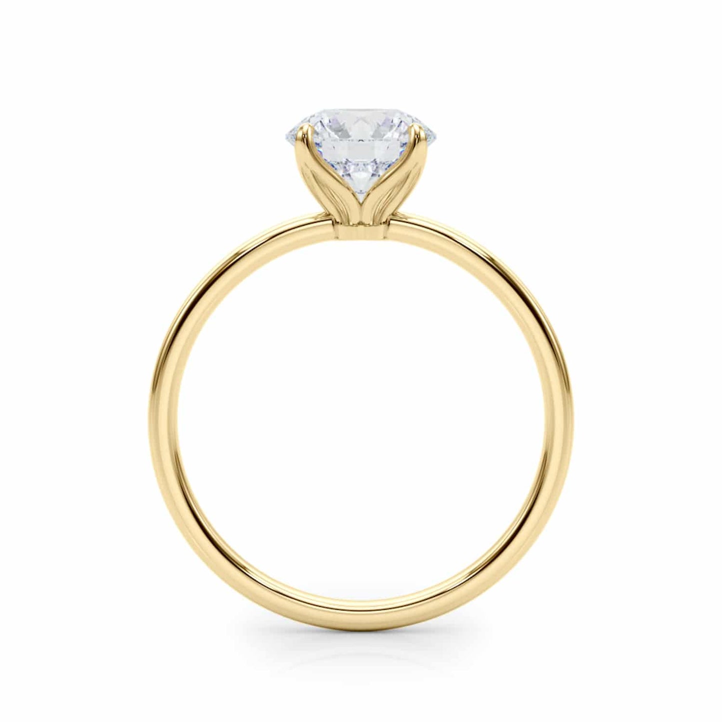 2CT Real Round Moissanite 18K Gold Yellow Classic Solitaire Engagement Ring