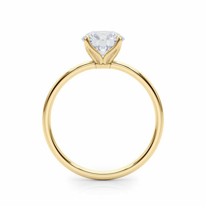 2CT Real Round Moissanite 18K Gold Yellow Classic Solitaire Engagement Ring