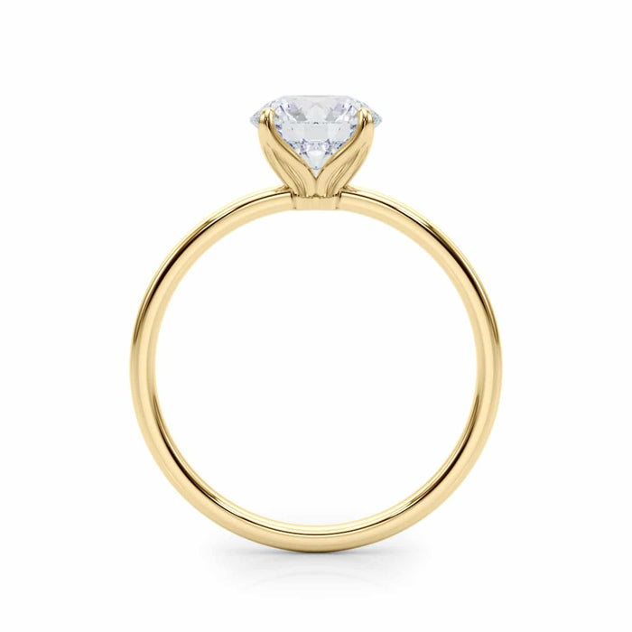 2CT Real Round Moissanite 18K Gold Yellow Classic Solitaire Engagement Ring