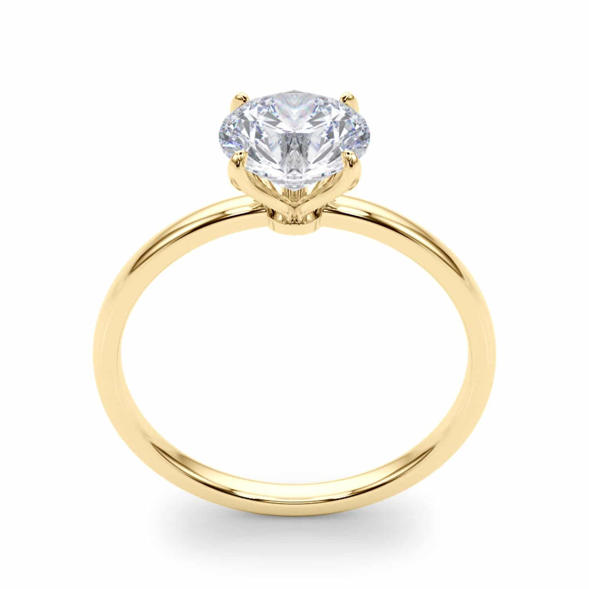 2CT Real Round Moissanite 18K Gold Yellow Classic Solitaire Engagement Ring