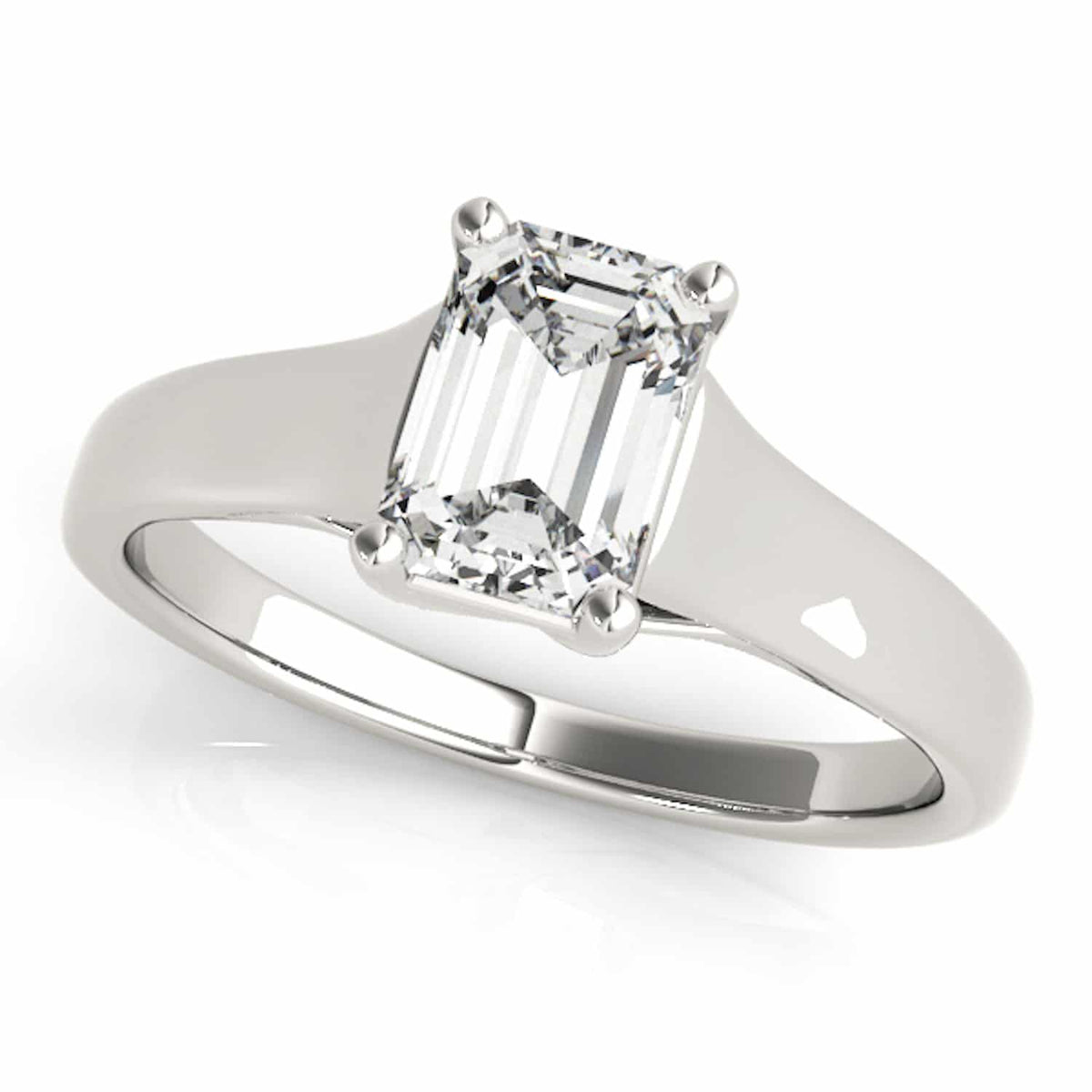 1CT Lab-Grown Diamond Emerald 18K Gold White Trellis Solitaire Engagement Ring