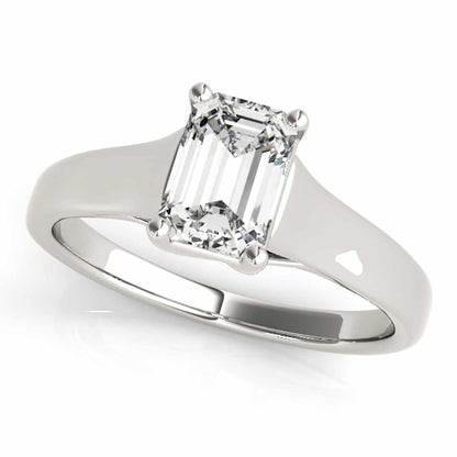 1CT Lab Grown Diamond Emerald 18K Gold White Trellis Solitaire Engagement Ring