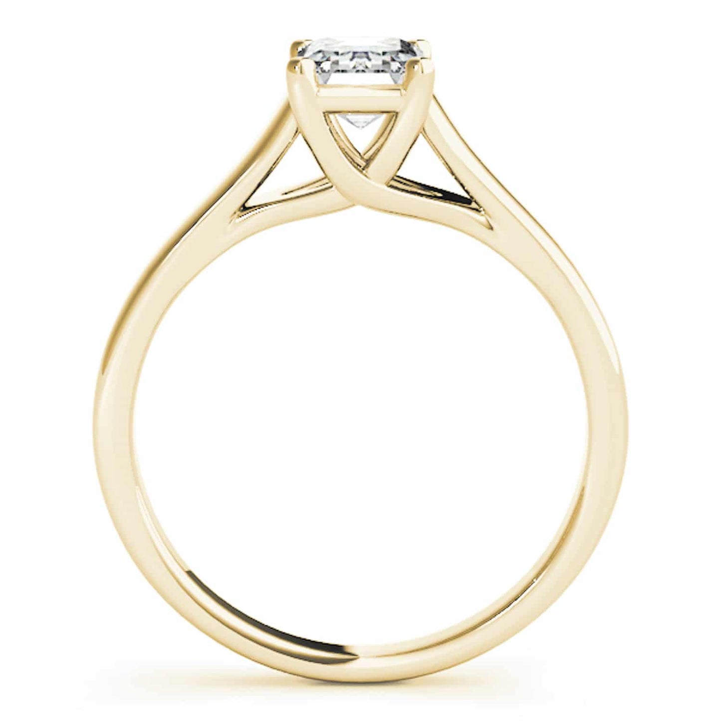 1CT Lab Grown Diamond 18K Gold Yellow Emerald Trellis Solitaire Engagement Ring