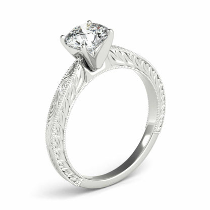 2CT Real Moissanite 18K Gold White Antique-Style Filigree Engagement Ring