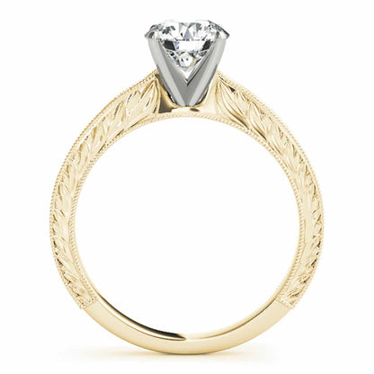 2CT Real Moissanite 18K Gold Yellow Antique-Style Filigree Engagement Ring