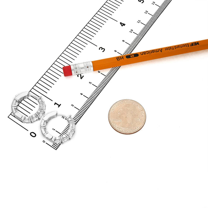 Yellow White Gold Over Silver CZ Huggie Hoop Earrings 22mm