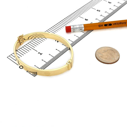 14K Yellow Gold 7mm Screw Pattern Bangle Bracelet (Hollow) 6.5"