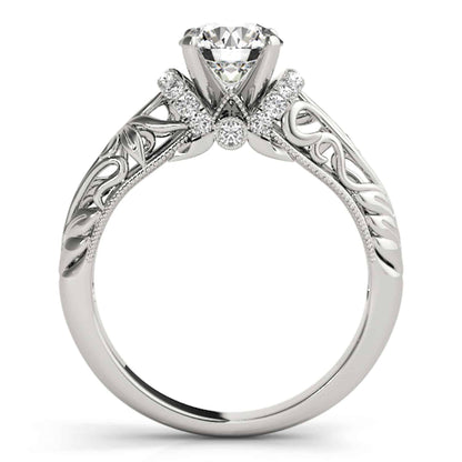 2.20CTW Real Diamond And Moissanite 18K White Gold Filigree Engagement Ring