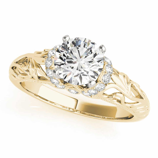 2.20CTW Real Diamond And Moissanite 18K Gold Yellow Filigree Engagement Ring