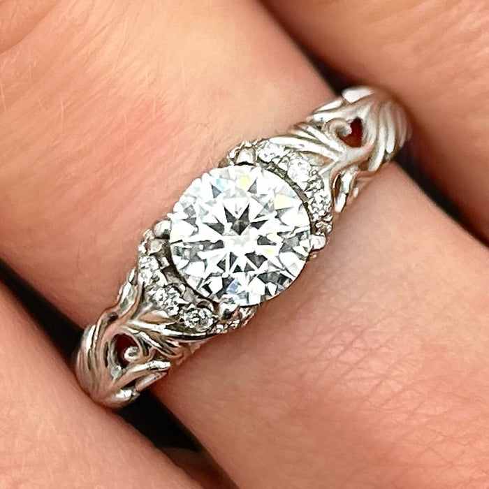 1.20CTW Lab-Grown Diamond 18K Gold White Vintage-Style Solitaire Engagement Ring