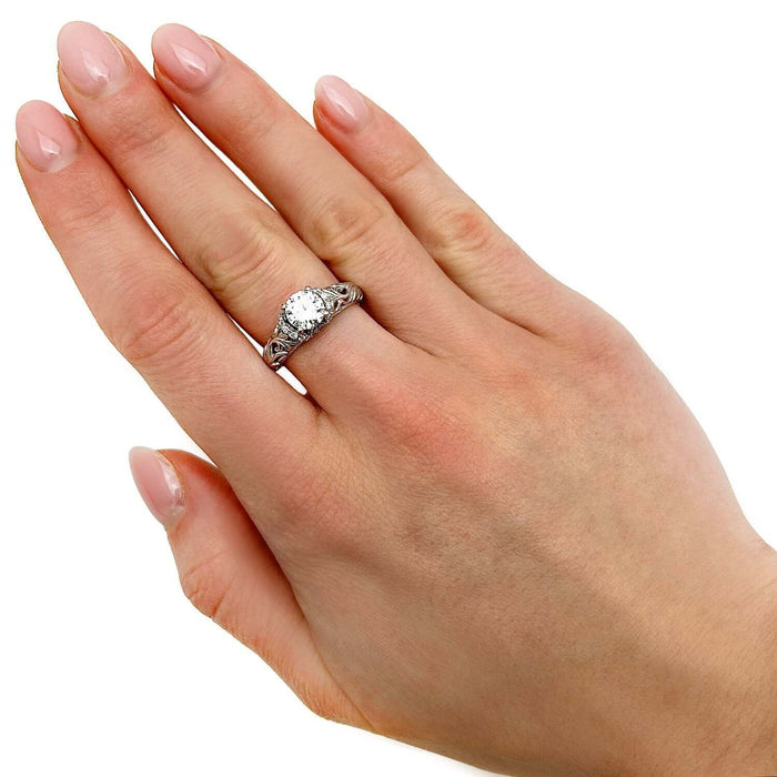 1.20CTW Lab-Grown Diamond 18K Gold White Vintage-Style Solitaire Engagement Ring