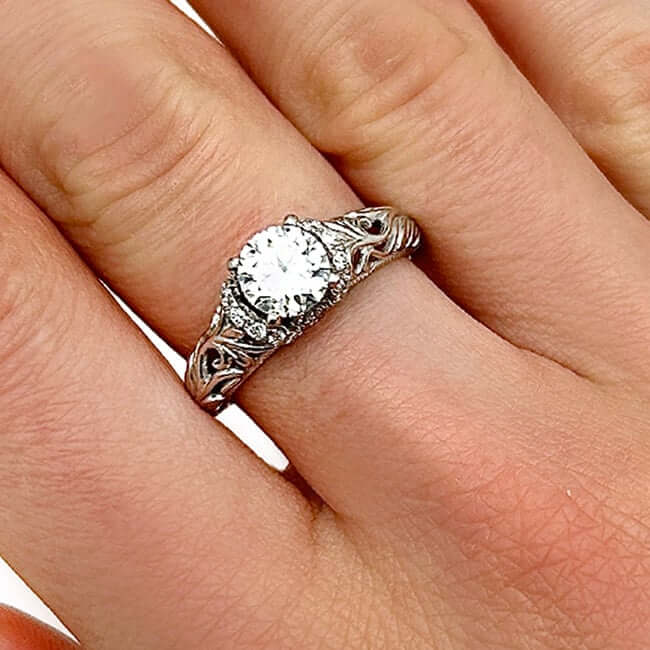 1.20CTW Lab-Grown Diamond 18K Gold White Vintage-Style Solitaire Engagement Ring