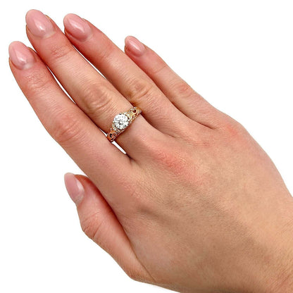 1.20CTW Lab-Grown Diamond 18K Gold Rose Vintage-Style Solitaire Engagement Ring