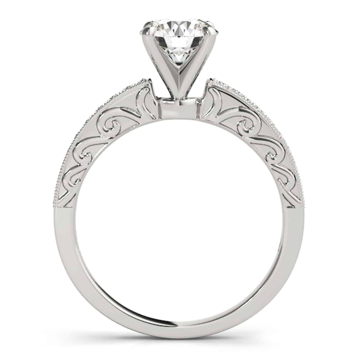 2.15CTW Natural Diamond Moissanite 18K Gold White Antique-Style Engagement Ring