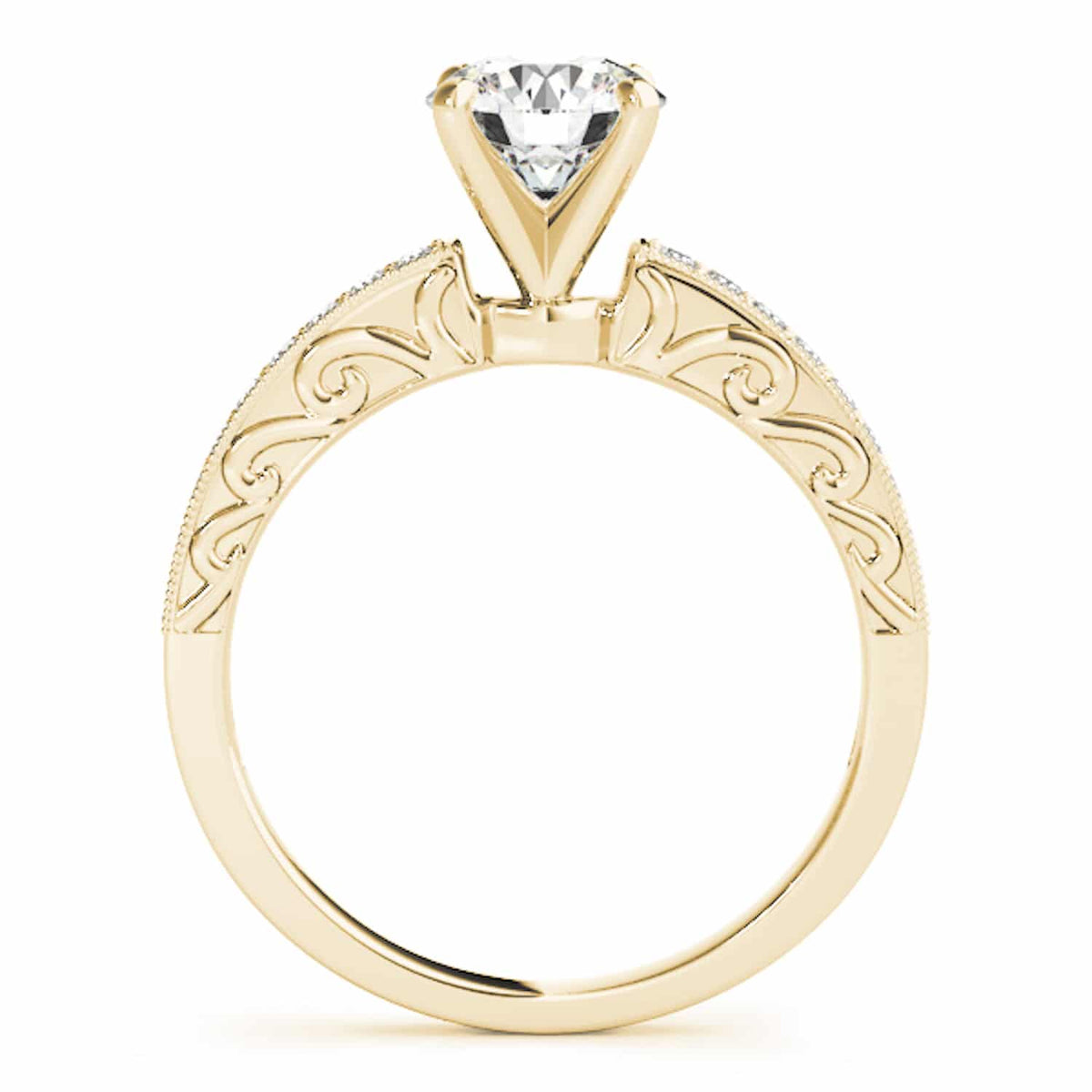2.15CTW Natural Diamond Moissanite 18K Gold Yellow Antique-Style Engagement Ring