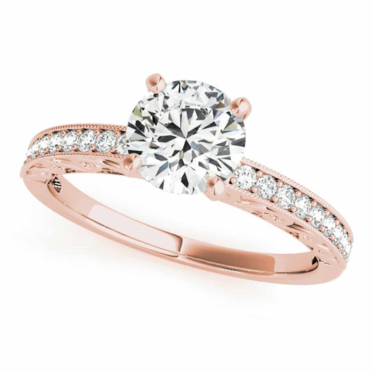 2.15CTW Real Diamond Moissanite 18K Gold Rose Antique-Style Engagement Ring