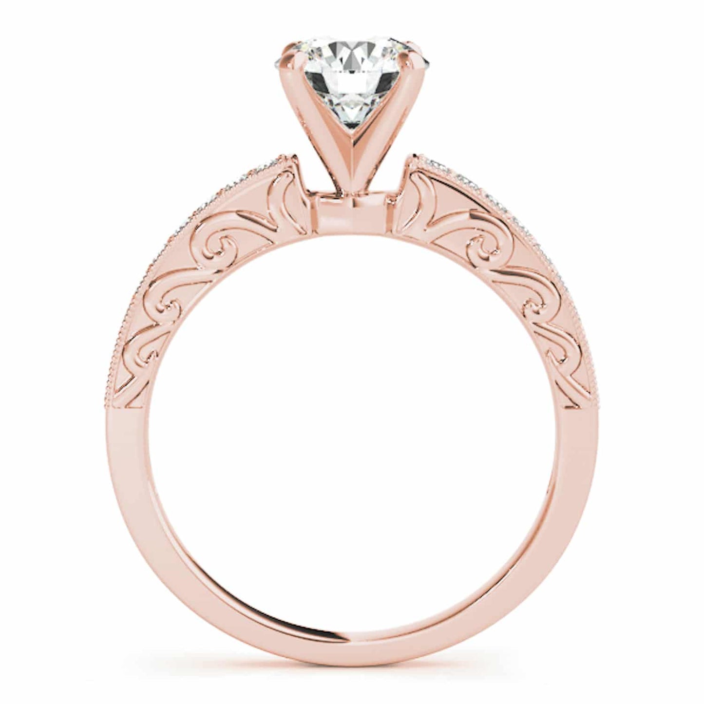 1.15CTW Real Diamond Moissanite 18K Rose Gold Antique-Style Engagement Ring