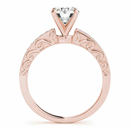 2.15CTW Real Diamond Moissanite 18K Gold Rose Antique-Style Engagement Ring
