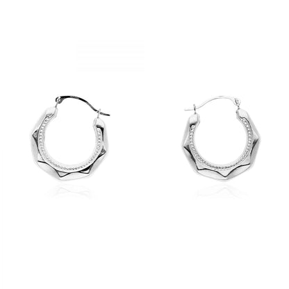 14K Gold Yellow White Milgrain Creole Style Hinged Snapback Hoop Earrings